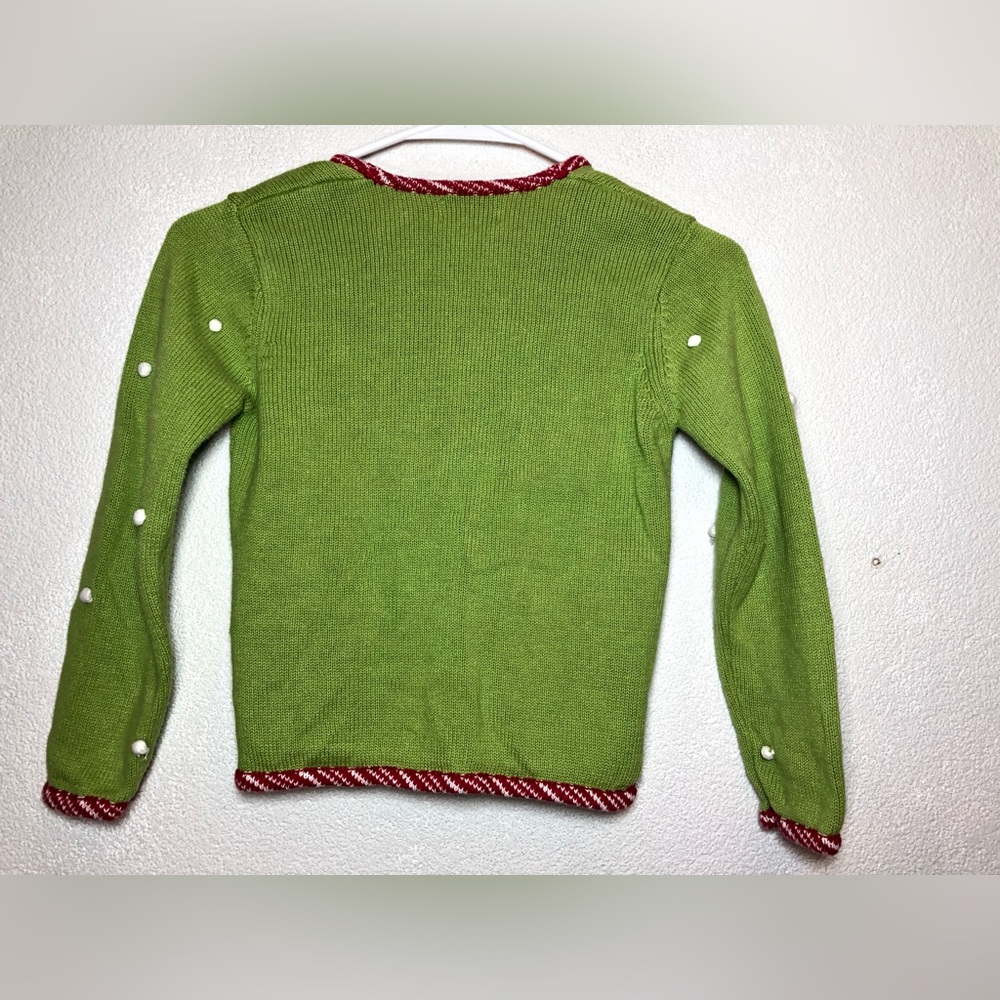 Cre8ions Green Santa Cardigan Sweater size 7 - Picture 2 of 7